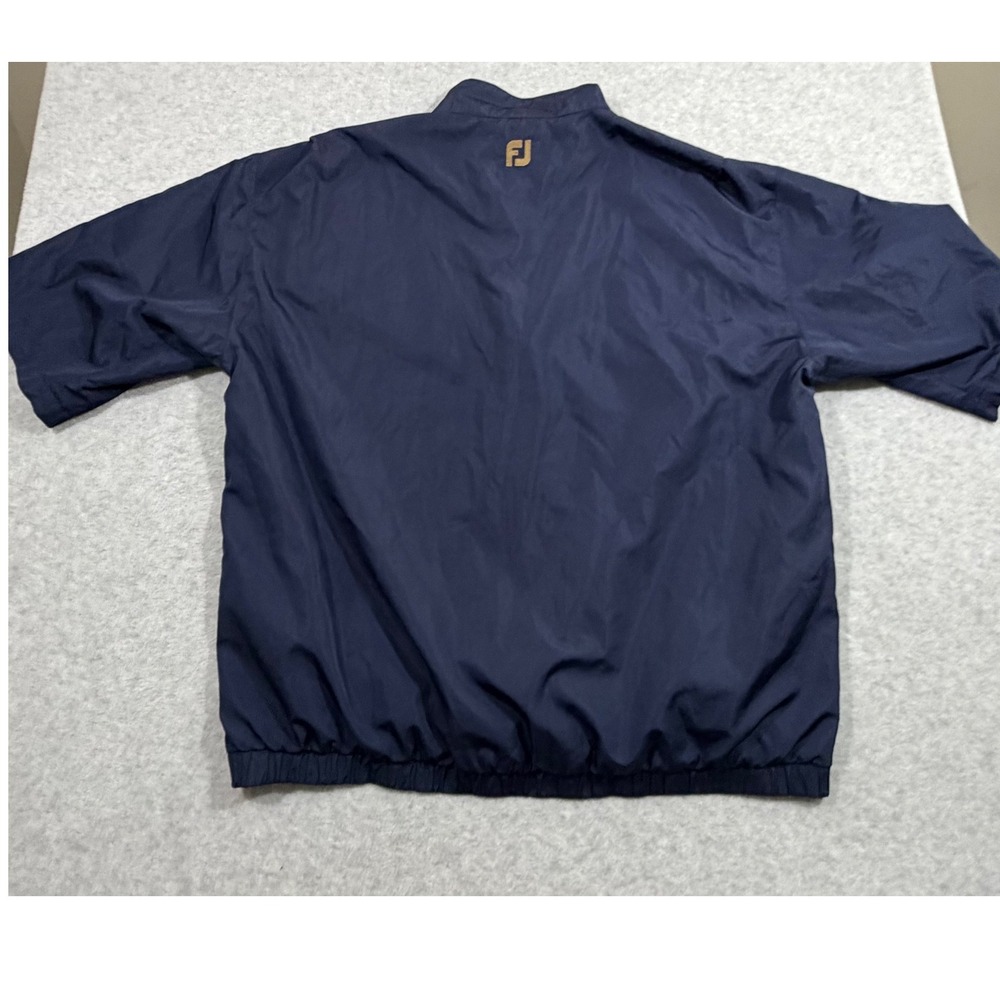 FootJoy DryJoys Golf Windbreaker Mens Large Navy Blue Short Sleeve Zip - Picture 8 of 9